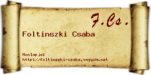 Foltinszki Csaba névjegykártya
